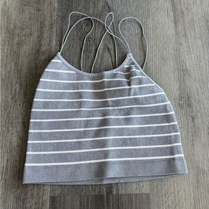 No Boundaries Gray and White Striped Top